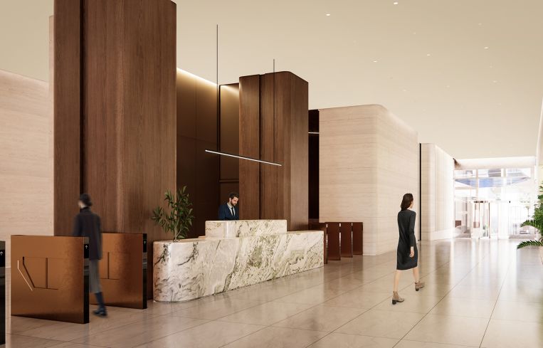 The lobby of the Metropolitan Tower.