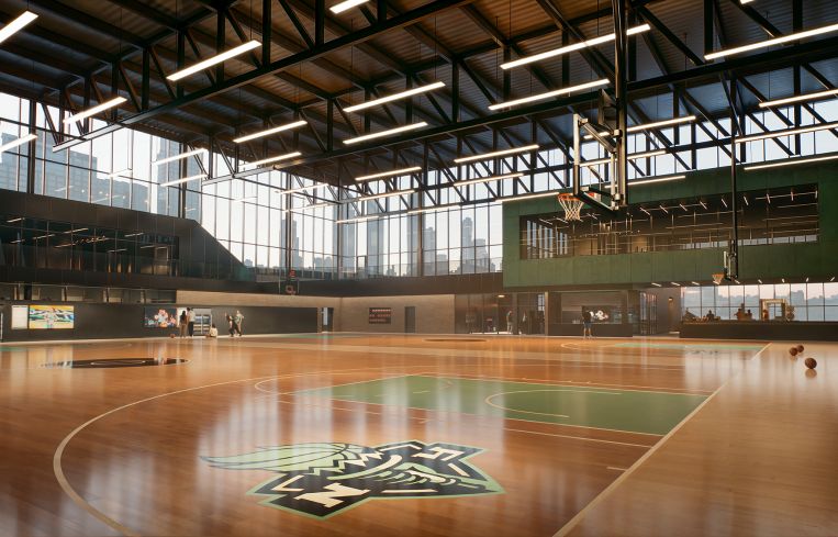 The basketball courts in the New York Liberty's planned practice facility.
