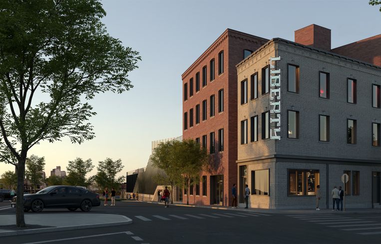A rendering of the retail portion of the New York Liberty's planned practice facility.