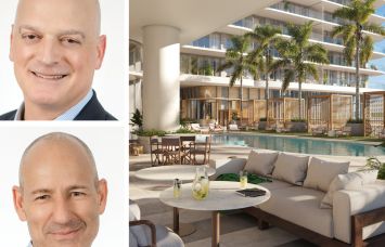 Savanna's Nicholas Bienstock and Christopher Schlank, and a rendering of the veranda at Olara.