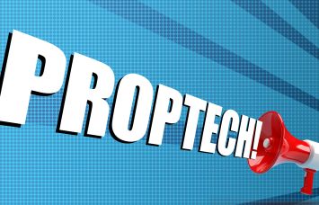 A megaphone shouting the word "Proptech".