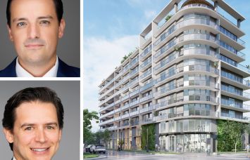 Rafael Aregger of Empira Group, Daniel Matz of Newmark, and a rendering oF ENSO.