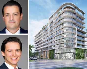Rafael Aregger of Empira Group, Daniel Matz of Newmark, and a rendering oF ENSO.