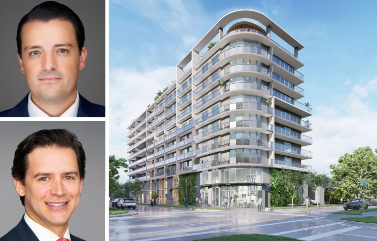 Rafael Aregger of Empira Group, Daniel Matz of Newmark, and a rendering oF ENSO.