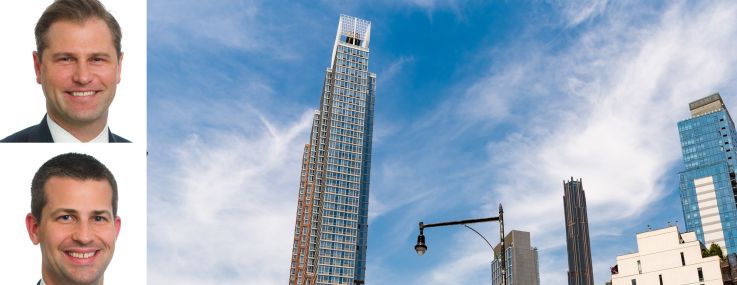 JLL's Rob Hinckley, Jeffrey Julien, and Andrew Scandalios, and The Hub at 333 Schermerhorn Street, Brooklyn.