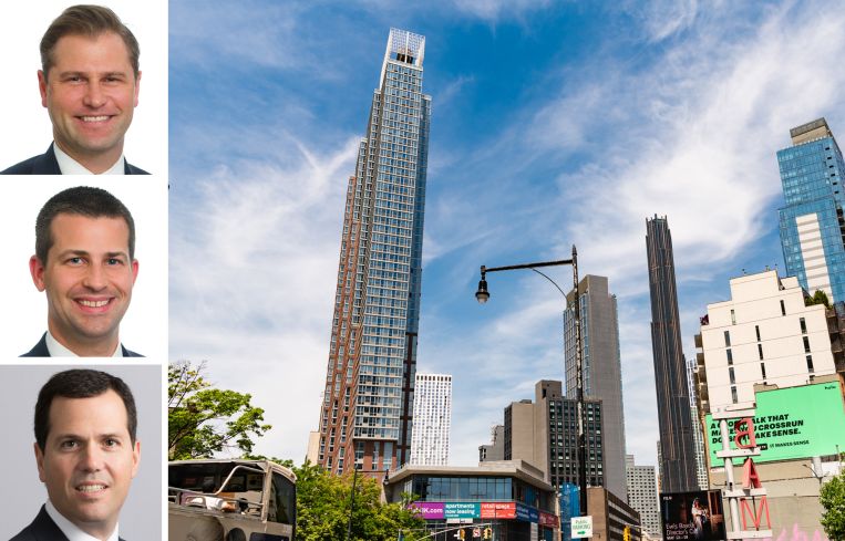 JLL's Rob Hinckley, Jeffrey Julien, and Andrew Scandalios, and The Hub at 333 Schermerhorn Street, Brooklyn.