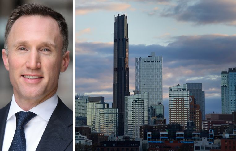 Shawn Katz, president of Silverstein Capital Partners, and Brooklyn Tower at 9 DeKalb Avenue, Brooklyn.