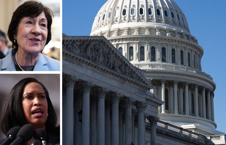 Sen. Susan Collins (R-ME), Washington D.C. Mayor Muriel Bowser, and the U.S. Capitol.
