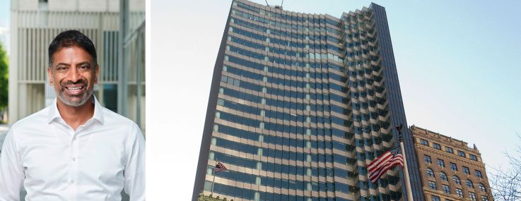 Novartis CEO Vasant Narasimhan and 10 Bryant Park.