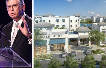 Truist Bank CEO William Rogers Jr. and a rendering of Shalimar at 3750 West Boynton Beach Boulevard, Boynton Beach, Fla.