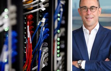 Interior of a server room in a data center and Jeff Blau of Related Companies.