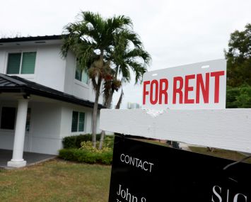 A "for rent" sign is posted in front of a home in Miami.