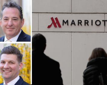 Adam Hakim and James Murad of RIPCO, and a sign on a Marriott hotel.