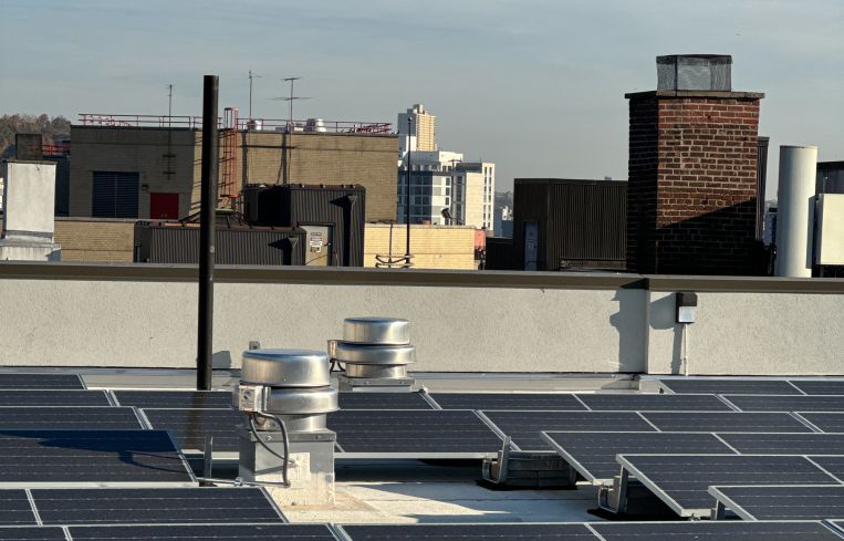 Solar panels on a building.