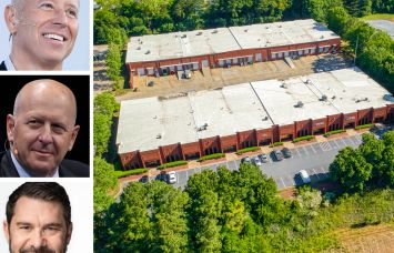 Starwood Capital's Barry Sternlicht, Goldman Sachs' David Solomon, Dalfen Industrial's Sean Dalfen, and 3130 South Martin Street, East Point, Ga.