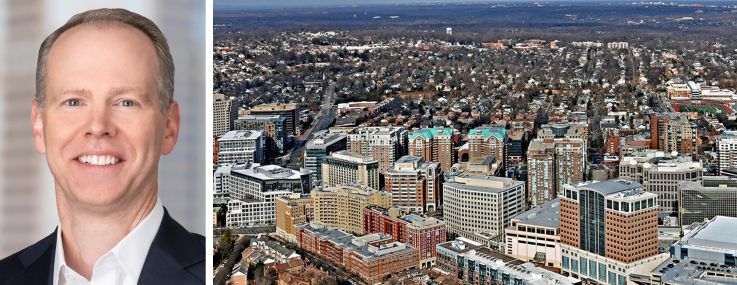 Nuveen CEO Bill Huffman and the Ballston neighborhood of Arlington, Va.