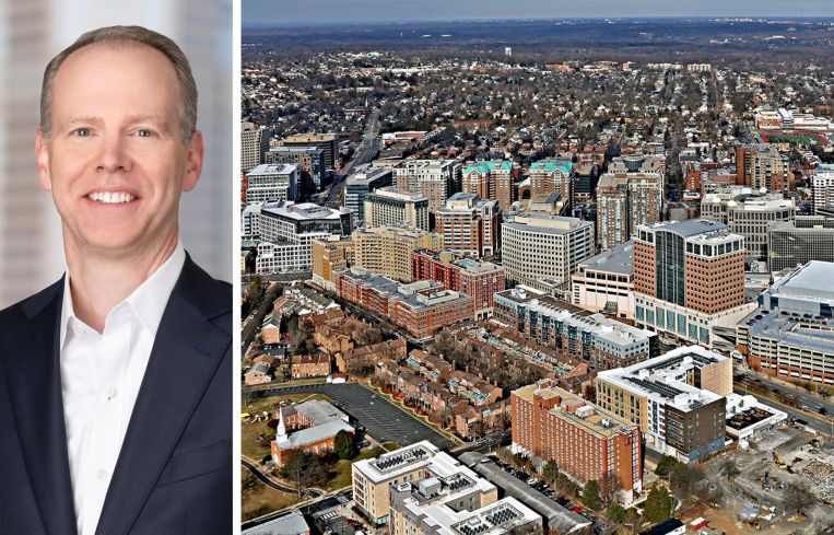 Nuveen CEO Bill Huffman and the Ballston neighborhood of Arlington, Va.