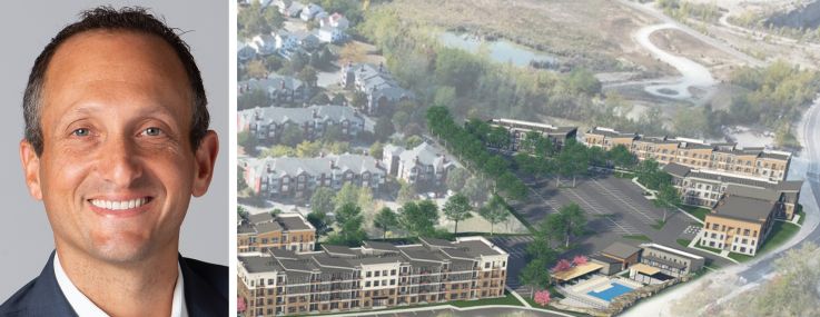 Affinius Capital's David Greenburg and a rendering of Rockpointe at Quarry Trails, Columbus, Ohio.