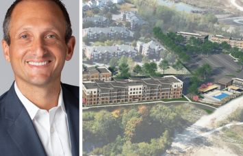 Affinius Capital's David Greenburg and a rendering of Rockpointe at Quarry Trails, Columbus, Ohio.