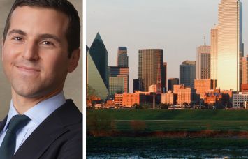 David Levine, co-head of Americas acquisitions for Blackstone Real Estate, and the skyline of Dallas, Texas.