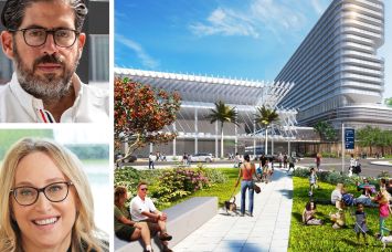 David Martin of Terra, Jackie Soffer of Turnberry, and a rendering of Grand Hyatt Miami Beach.