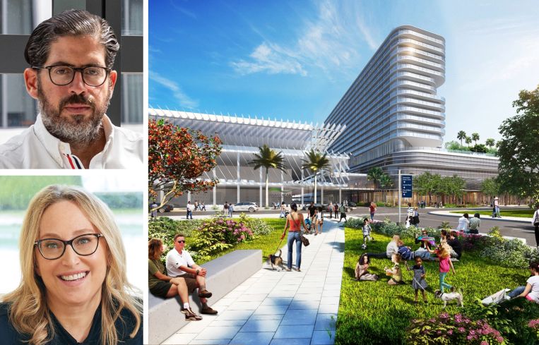 David Martin of Terra, Jackie Soffer of Turnberry, and a rendering of Grand Hyatt Miami Beach.