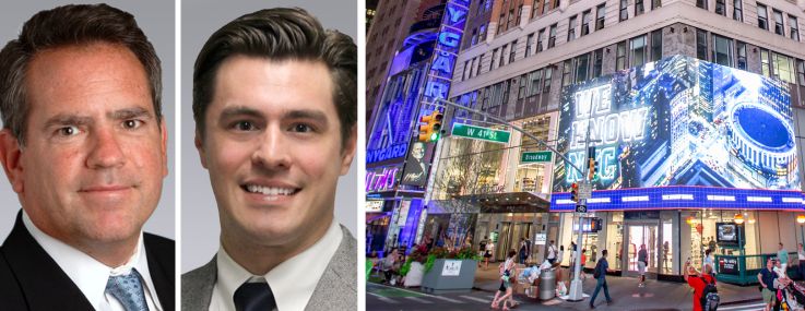 Colliers' Rick Doolittle (clockwise from top left), JP Howard, Taylor Bell, and Michael Joseph, and 1441 Broadway.