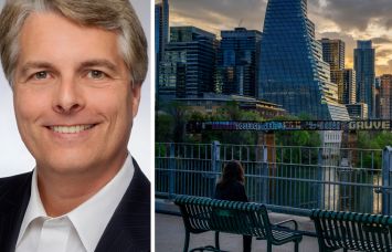 Equity Residential President and CEO Mark Parrell and the Austin, Texas, skyline.