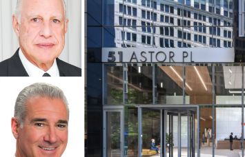 Edward Minskoff Equities' Edward Minskoff, JLL's Paul Glickman, and 51 Astor Place.