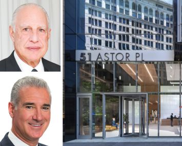 Edward Minskoff Equities' Edward Minskoff, JLL's Paul Glickman, and 51 Astor Place.