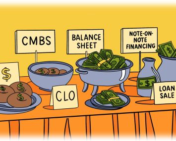Illustration of a buffet with money offerings instead of food.