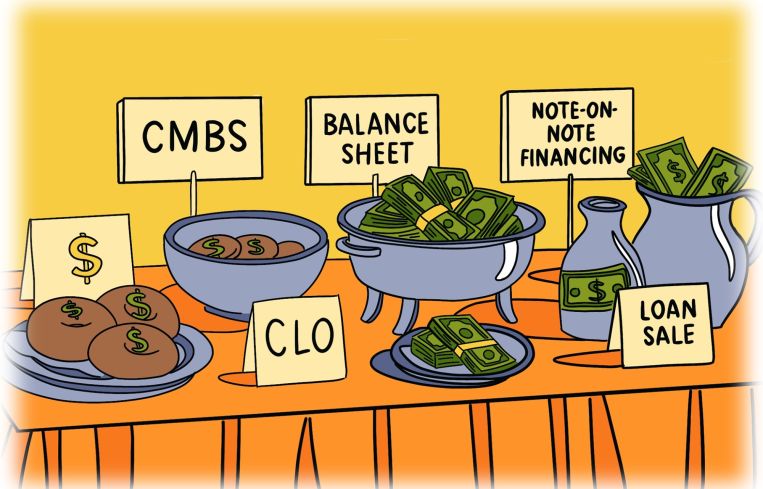 Illustration of a buffet with money offerings instead of food.