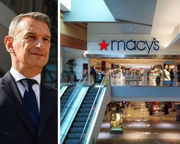 Unibail-Rodamco-Westfield CEO Jean-Marie Tritant and the interior of Westfield Wheaton Mall, Wheaton, Md.