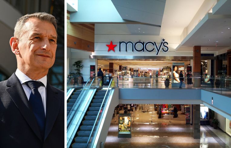 Unibail-Rodamco-Westfield CEO Jean-Marie Tritant and the interior of Westfield Wheaton Mall, Wheaton, Md.