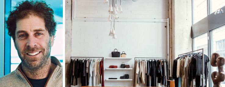 Two Trees' Jed Walentas and the L'Ensemble store at 99 Water Street, Brooklyn.