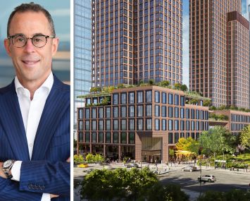 Related Companies CEO Jeff Blau and a rendering of Hudson Yards West that shows additional housing.