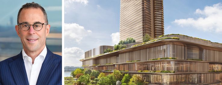 Related Companies CEO Jeff Blau and a rendering of the Hudson Yards West project.