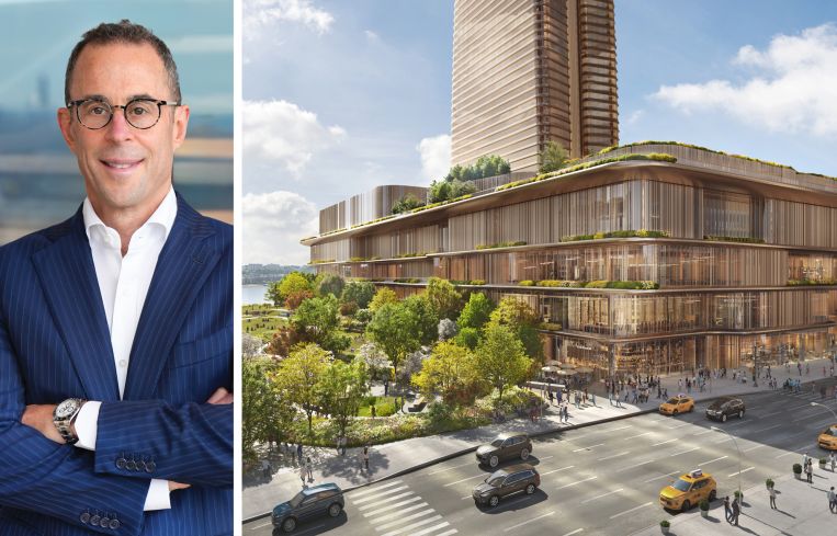 Related Companies CEO Jeff Blau and a rendering of the Hudson Yards West project.