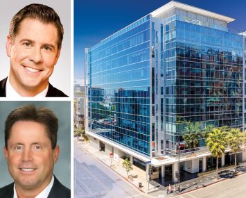 Kingsbarn Realty Capital's Jeff Pori, Newmark's Kevin Shannon and 1601 Vine Street, Los Angeles.