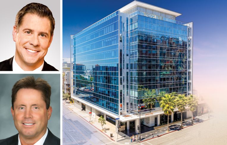 Kingsbarn Realty Capital's Jeff Pori, Newmark's Kevin Shannon and 1601 Vine Street, Los Angeles.