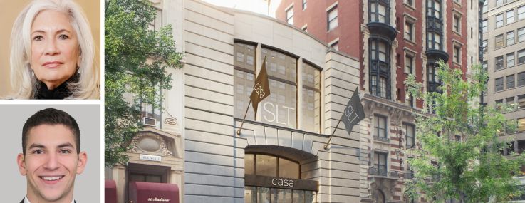 Cushman & Wakefield's Joanne Podell, Michael Shalom, and Teddy Dolan, and a rendering of 88 Madison Avenue.