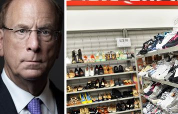 Blackrock CEO Larry Fink and a Burlington store.