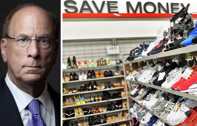 Blackrock CEO Larry Fink and a Burlington store.