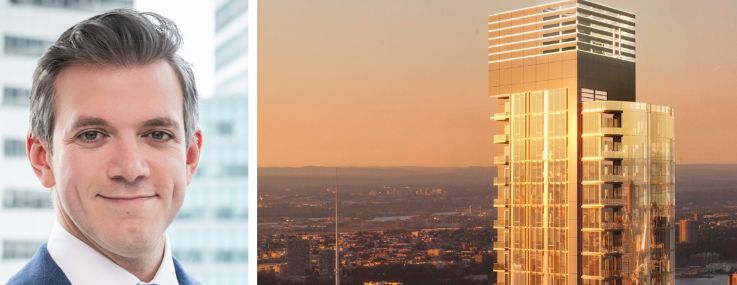 Michael Gontar of Intervest Capital Partners, Perry Katz of Affinius Capital, and a rendering of 986 Sixth Avenue.