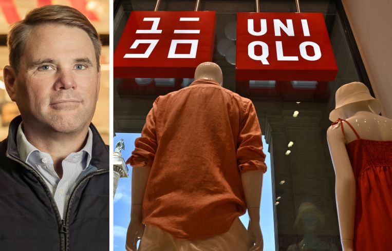 Jamestown's Michael Phillips and mannequins in a Uniqlo store.