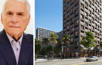 Swerdlow Group Managing Partner Michael Swerdlow and a rendering of the company's Little River housing project.