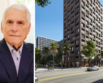 Swerdlow Group Managing Partner Michael Swerdlow and a rendering of the company's Little River housing project.