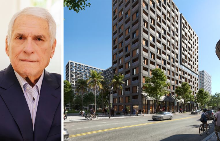 Swerdlow Group Managing Partner Michael Swerdlow and a rendering of the company's Little River housing project.