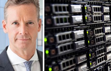 Morgan Laughlin, PGIM's global head of data center investment, and servers at a data center.