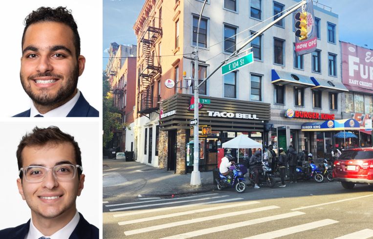 Meridian Retail Leasing's Noam Aziz and Carson Shahrabani, and 1884 Third Avenue.